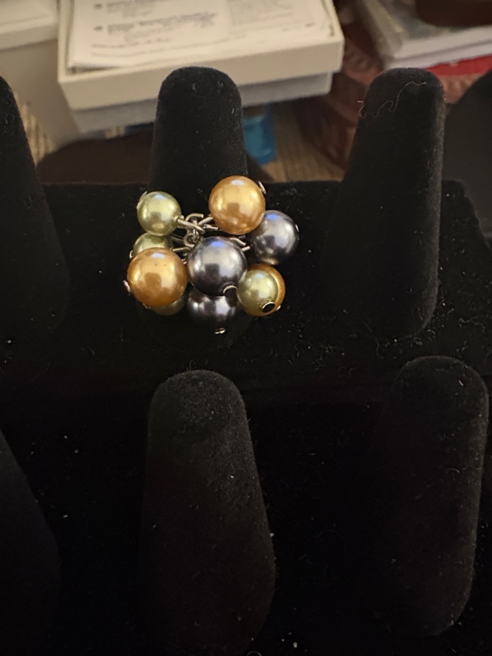 Multicolor Vintage  Pearl Cluster Ring